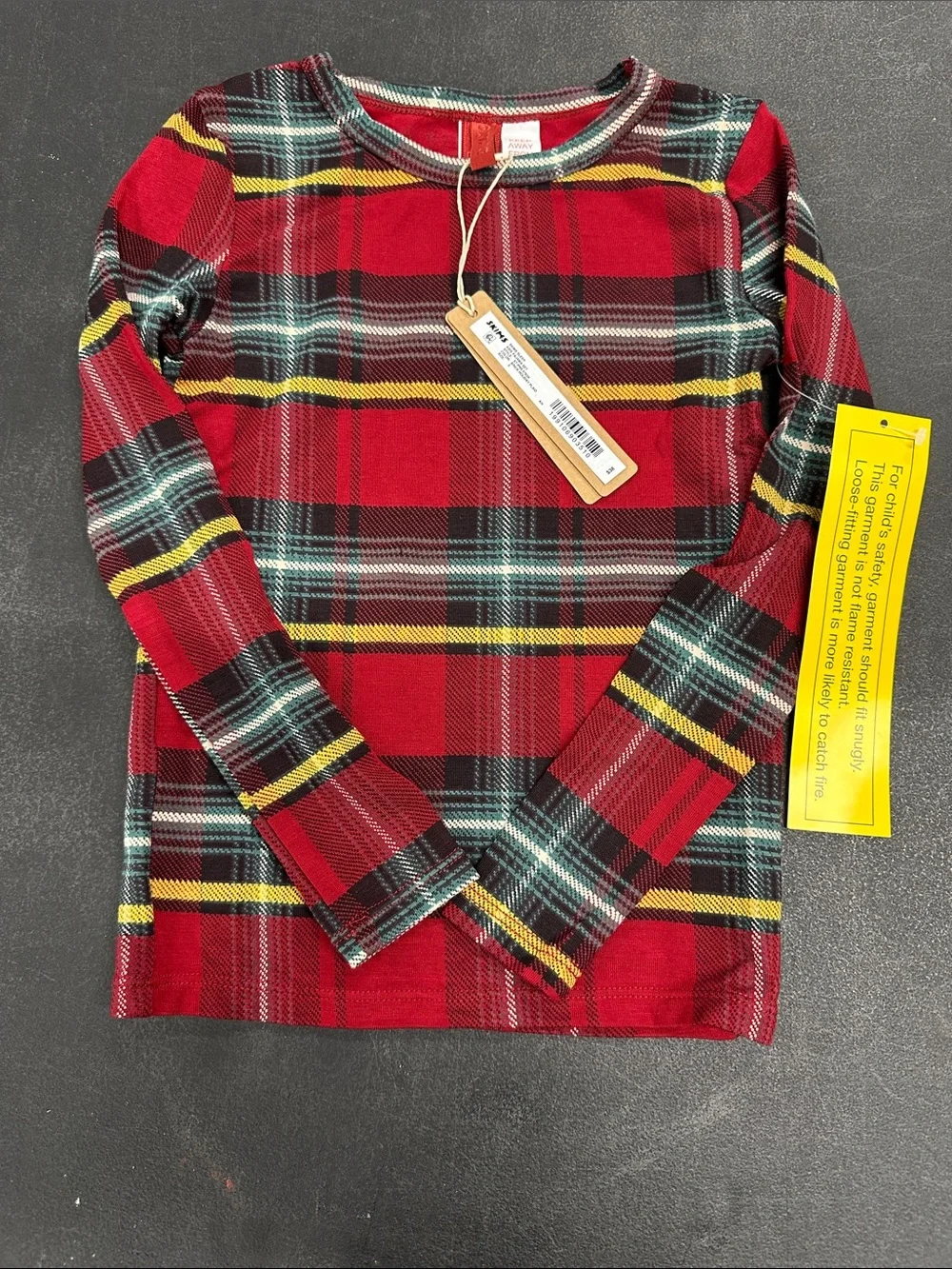 Skims kids plaid pajama top no bottoms size 5